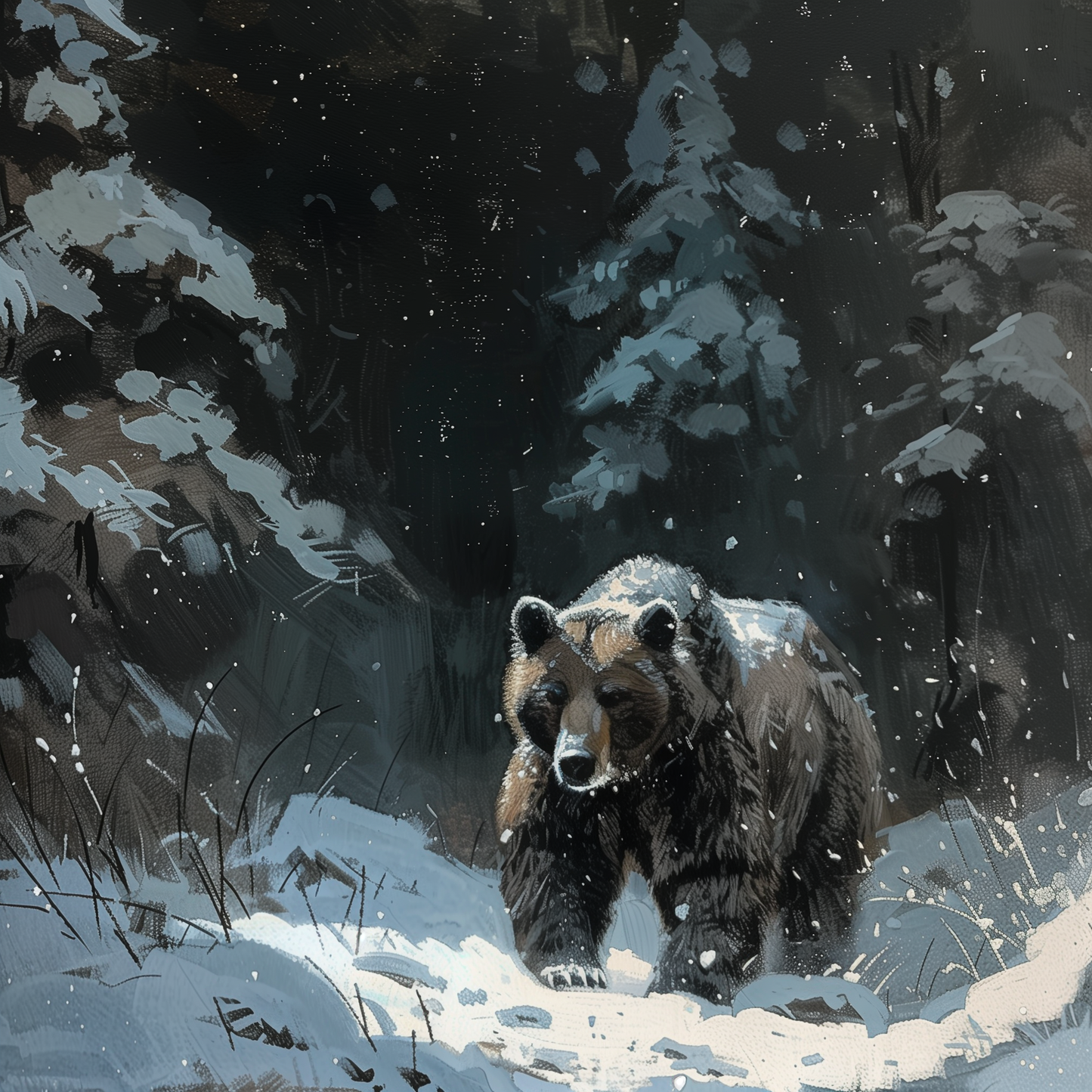 Brown Bear in Snow