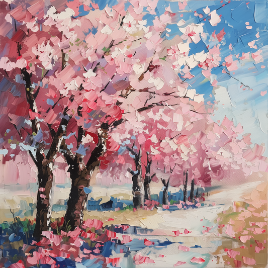 Cherry Blossoms, Impressionistic, Impasto